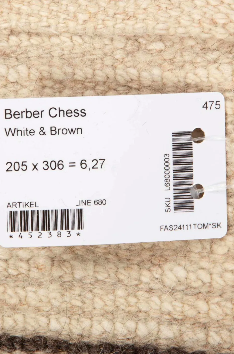 New Uldtæppe Berber Chess 205x306 cm Uldtæpper