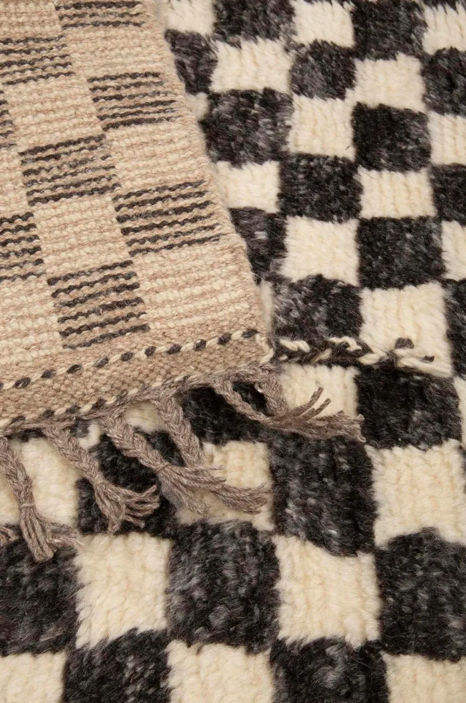 Clearance Uldtæppe Berber Chess 93x160 cm Uldtæpper