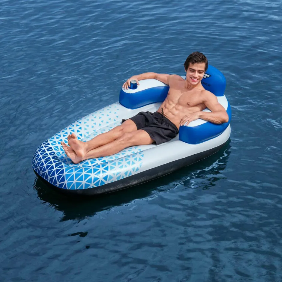 Bestway Loungemadras Hydro Force Indigo Wave Lounge 1,91 m x 1,07 m^Dame Friluftsliv|Friluftsliv