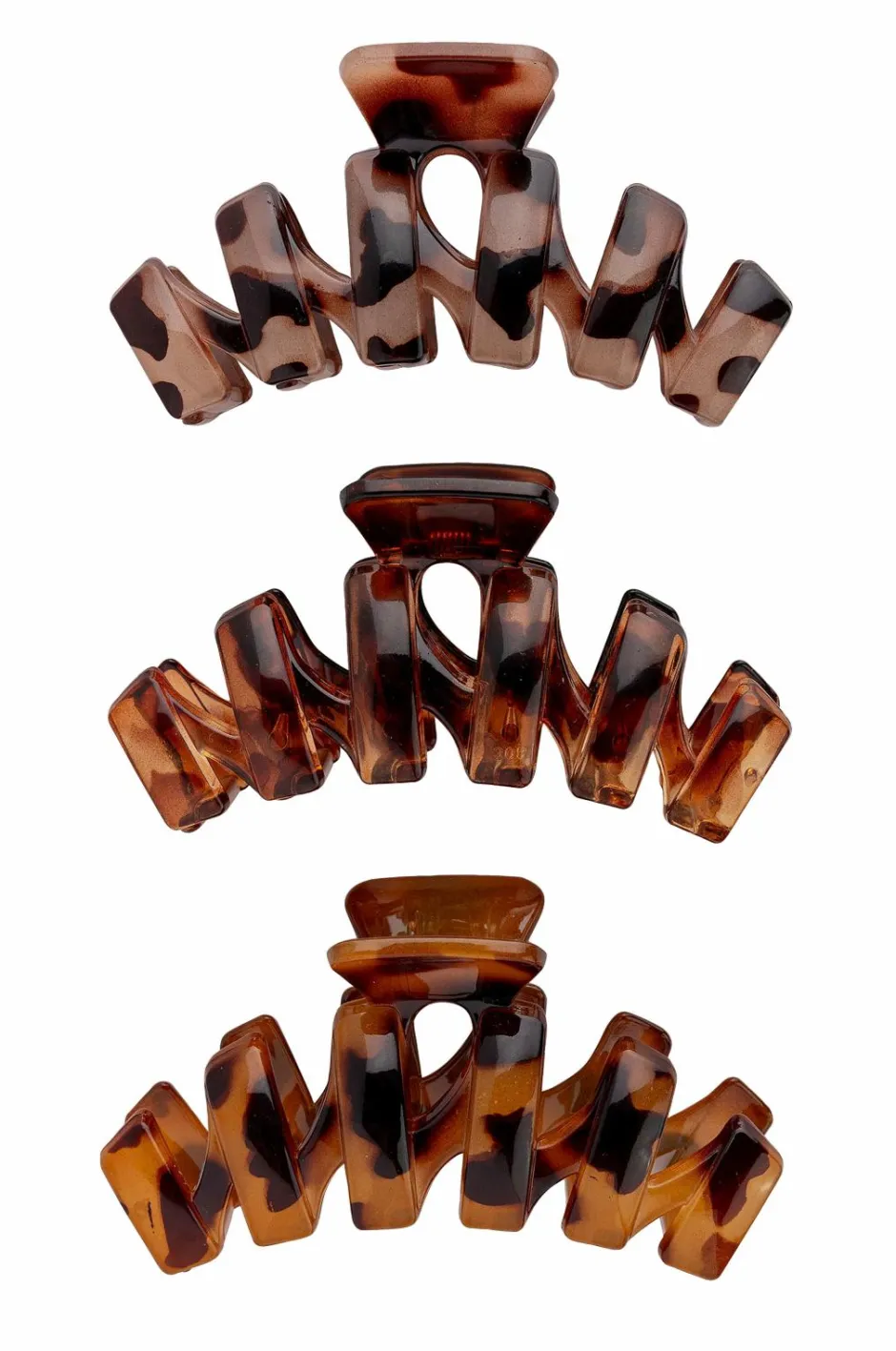 Brushworks Tortoiseshell Claw Clips - 3 Pack^Dame Håraccessories|Håraccessories