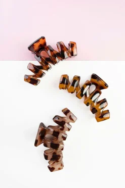 Brushworks Tortoiseshell Claw Clips - 3 Pack^Dame Håraccessories|Håraccessories