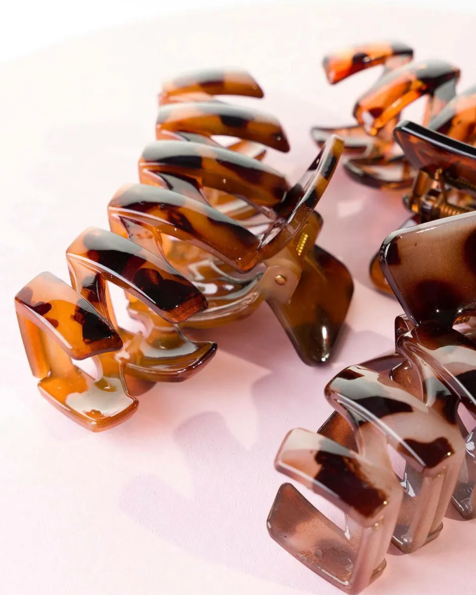 Brushworks Tortoiseshell Claw Clips - 3 Pack^Dame Håraccessories|Håraccessories