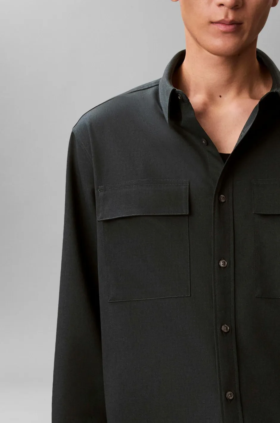 New Skjorte LS Melange PV Easy Shirt Skjorter