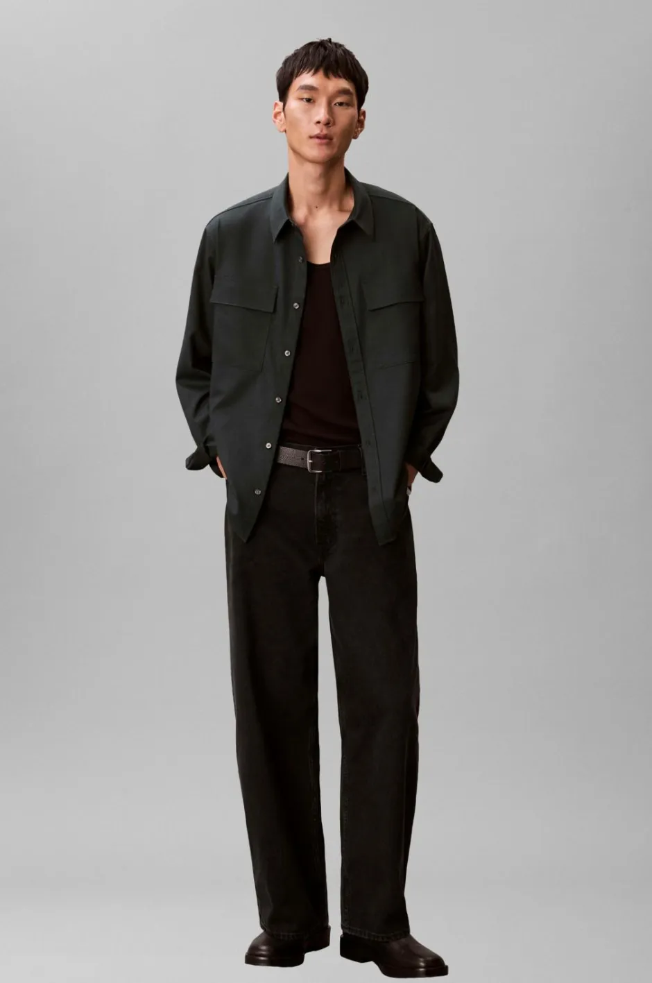 New Skjorte LS Melange PV Easy Shirt Skjorter
