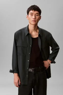 New Skjorte LS Melange PV Easy Shirt Skjorter