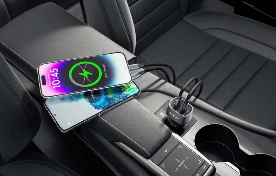 New Biloplader 1xusb-c PD 1xusb-a 65w Mobiltelefoner, Tablets & Tilbehør