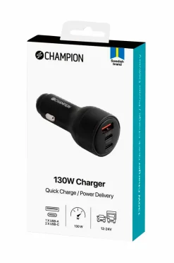 New Biloplader 30W 3-port QC/PD Mobiltelefoner, Tablets & Tilbehør