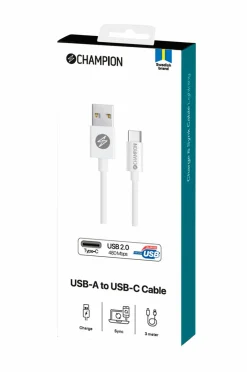 Champion Nordic USB-A til USB-C-kabel 3 m^ Mobiltelefoner, Tablets & Tilbehør