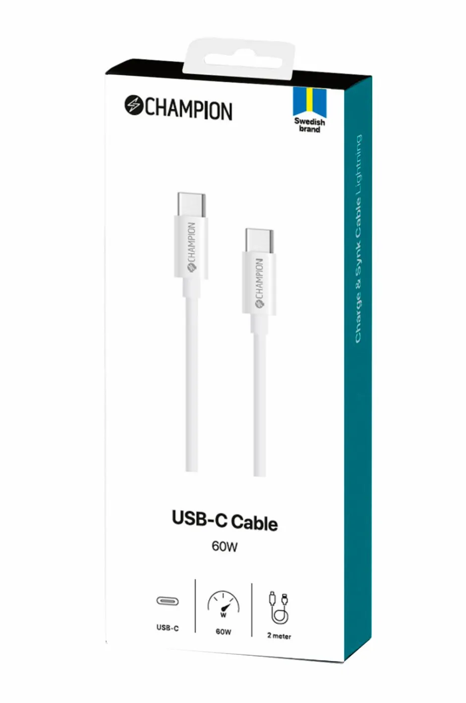 Outlet USB-C-kabel 60W 2 m Mobiltelefoner, Tablets & Tilbehør