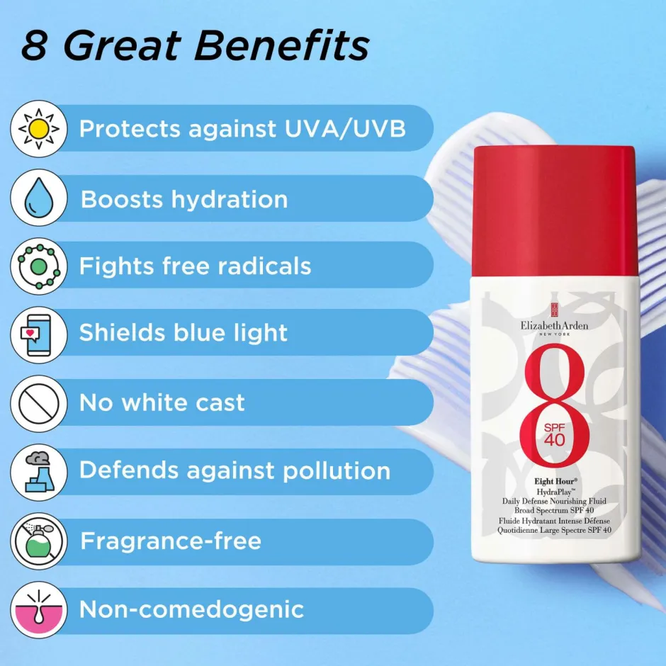 New Eight Hour Sun Hydraplay Daily Defense SPF40 50 Ml Kropspleje|Kropspleje