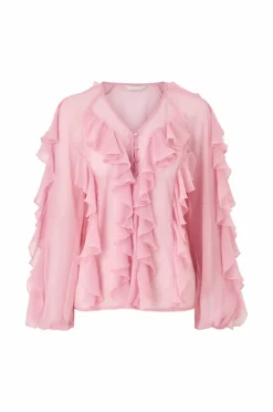 Outlet Collection Bluse med volanter Dame Skjorter & Bluser
