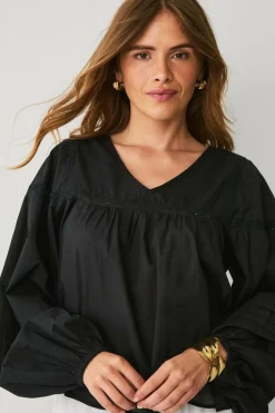 Hot Collection Bluse med blondeindsatser Dame Skjorter & Bluser