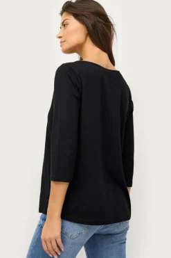 New Collection Bomuldstop med bådudskæring og 3/4-ærmer Dame Basistøj
