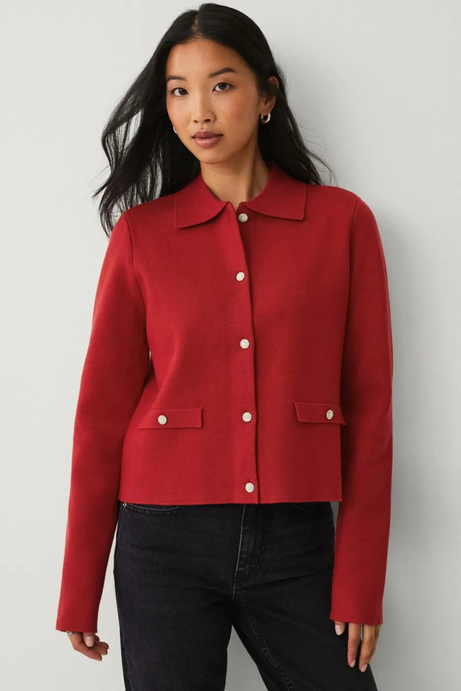 Sale Collection Cardigan med glitrende knapper Dame Trøjer & Cardigans