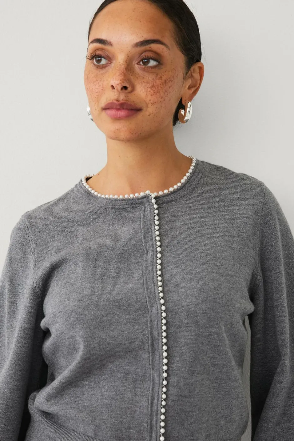 Clearance Collection Cardigan med perler Dame Trøjer & Cardigans