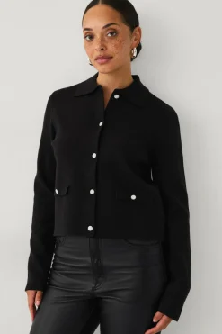 Hot Collection Cardigan med glitrende knapper Dame Trøjer & Cardigans