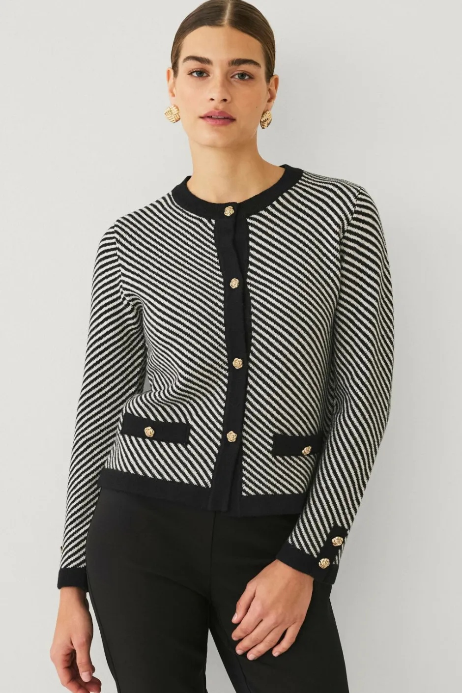 Outlet Collection Cardigan med striber Dame Trøjer & Cardigans