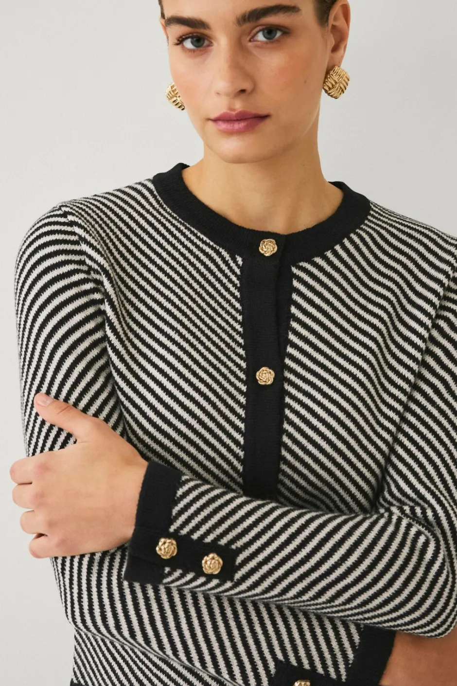 Outlet Collection Cardigan med striber Dame Trøjer & Cardigans
