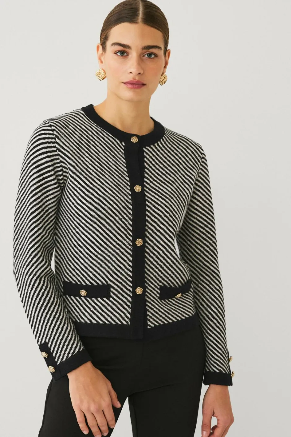 Outlet Collection Cardigan med striber Dame Trøjer & Cardigans
