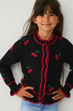 Ellos Collection Cardigan med kirsebær-mønster^Børn Trøjer & Cardigans