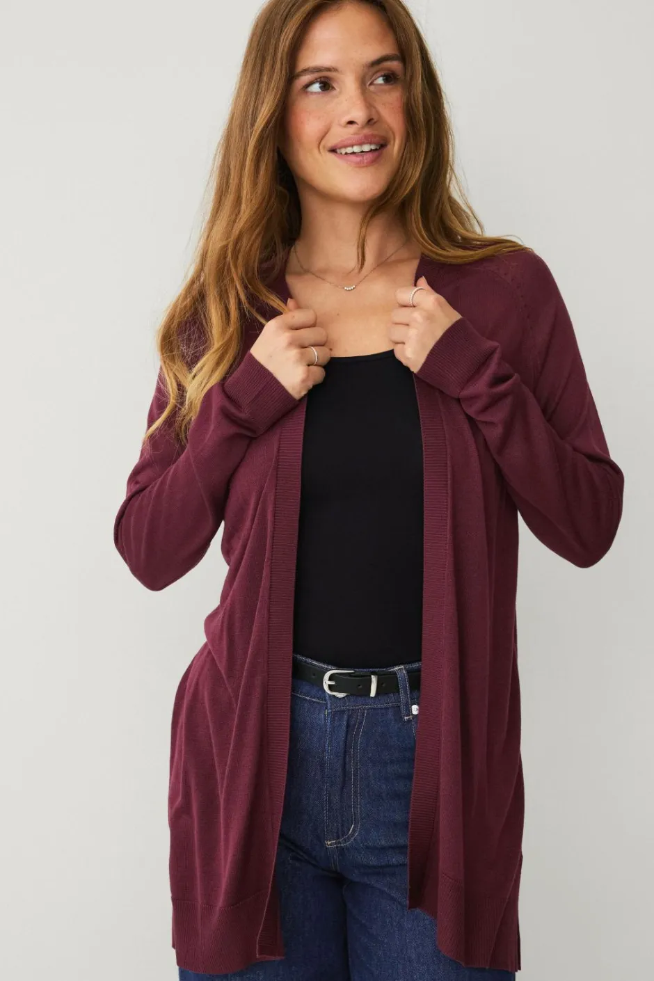 Discount Collection Fintstrikket cardigan Dame Basistøj