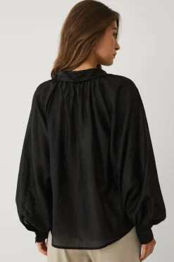 Hot Collection Gennemsigtig bluse med v-hals Dame Skjorter & Bluser