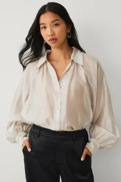 Hot Collection Gennemsigtig bluse med v-hals Dame Skjorter & Bluser