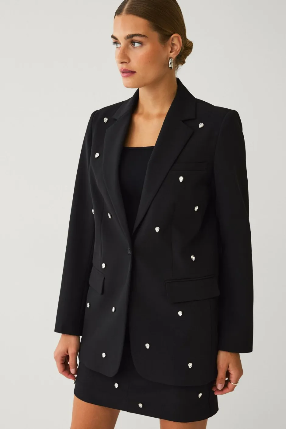 Hot Collection Habitjakke med rhinstene Dame Blazere & Veste