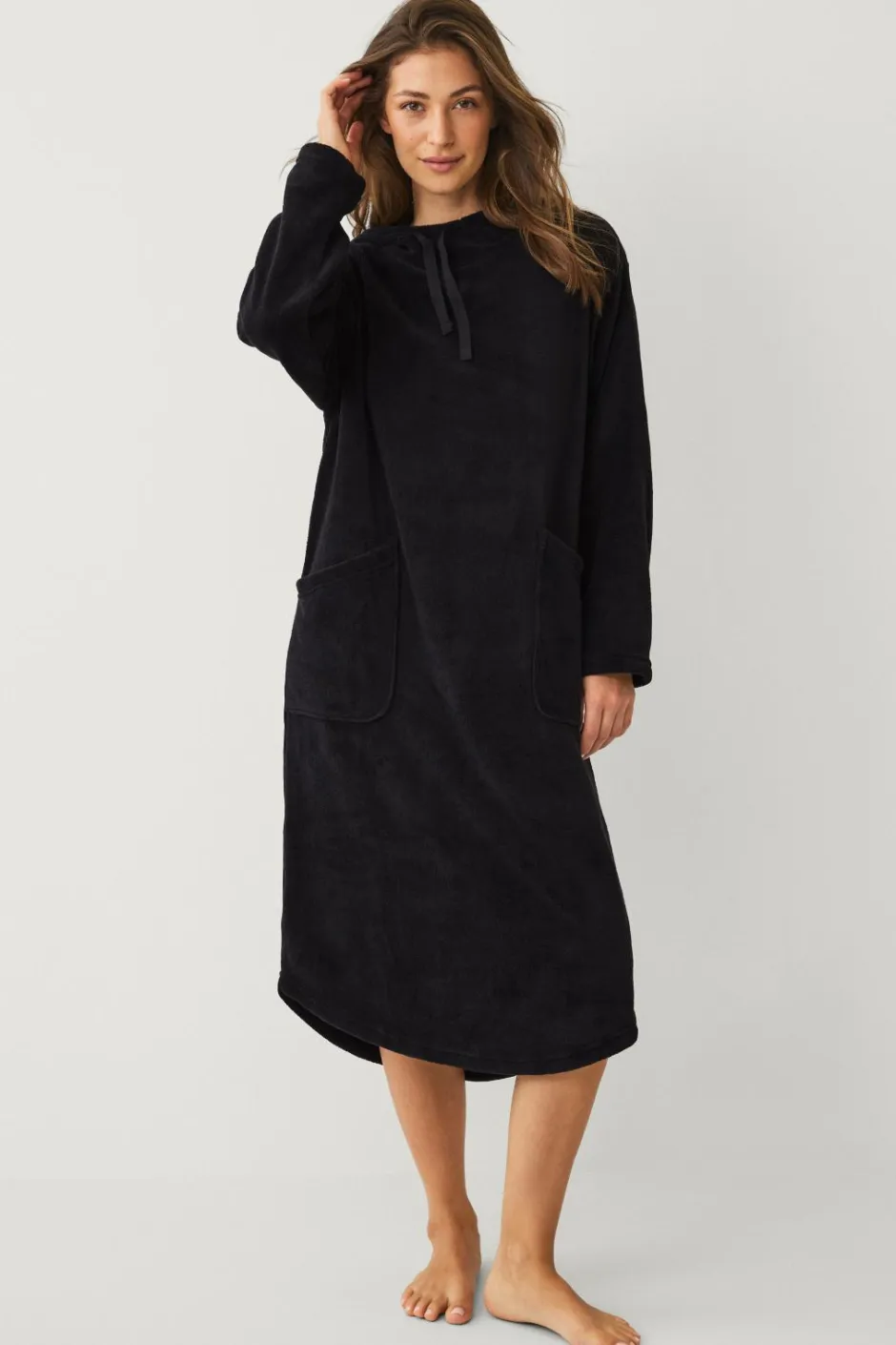 Hot Collection Hyggelig kjole i fleece Dame Loungewear & Homewear