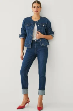 New Collection Jeans Slim Straight Folded Dame Jeans