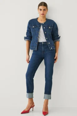 New Collection Jeans Slim Straight Folded Dame Jeans