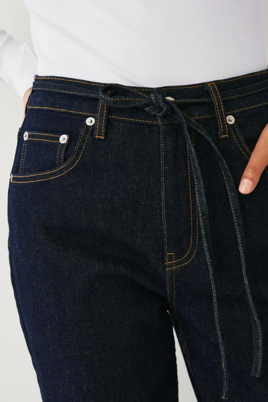 Ellos Collection Jeans med brede ben og bindebånd i taljen^Dame Jeans