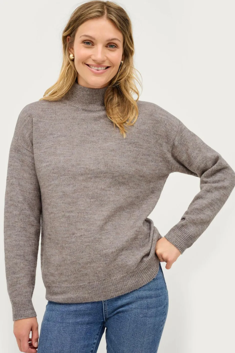 Hot Collection Jumper med en høj krave Dame Basistøj