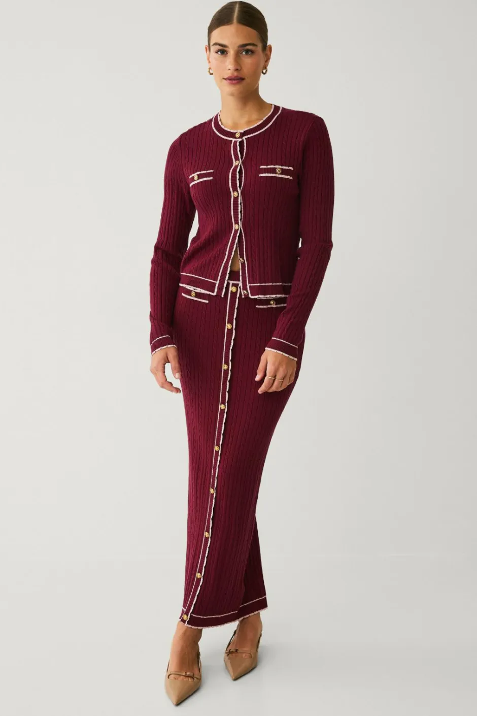 New Collection Kabelstrikket maxi nederdel Dame Nederdele