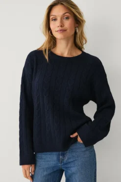 Clearance Collection Kabelstrikket Pullover Dame Basistøj|Trøjer & Cardigans