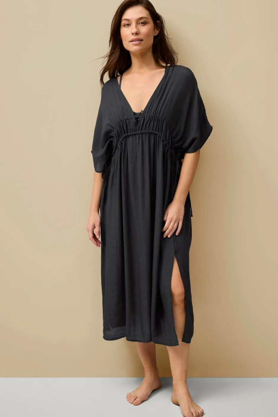 Ellos Collection Kaftan med snøre Strandkjole^Dame Strandtøj