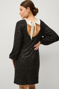 Sale Collection Kort pailletkjole med en sløjfe Dame Kjoler