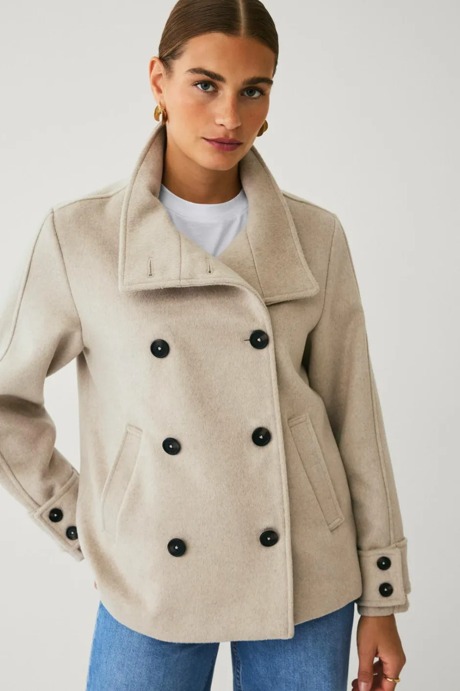 Sale Collection Kort dobbeltradet frakke Dame Jakker & Frakker