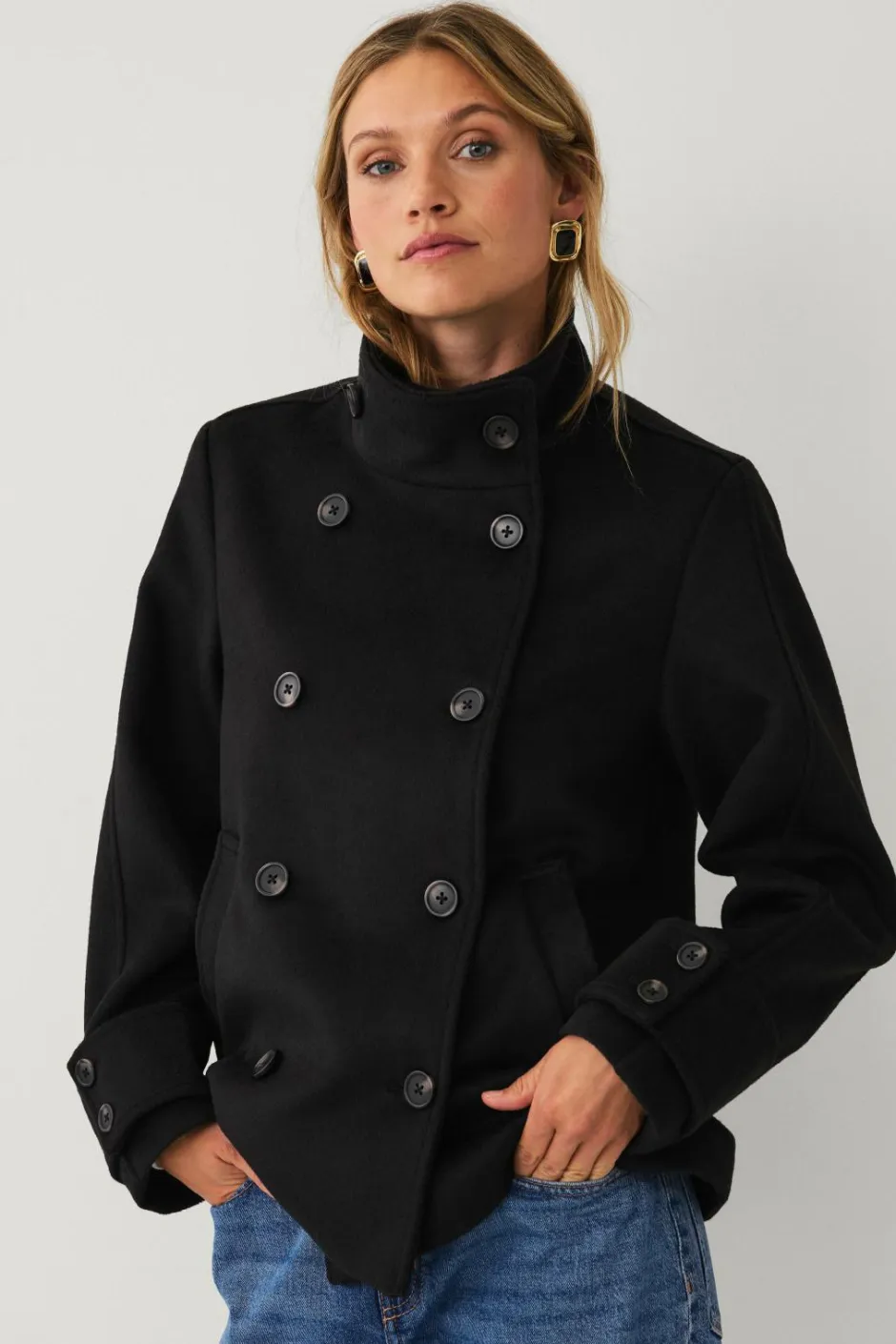 Clearance Collection Kort dobbeltradet frakke Dame Jakker & Frakker