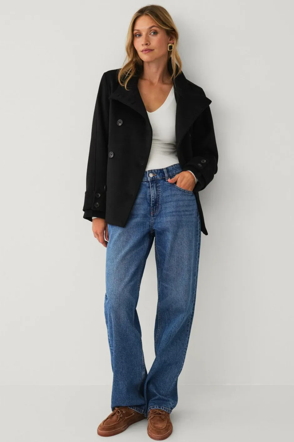 Clearance Collection Kort dobbeltradet frakke Dame Jakker & Frakker
