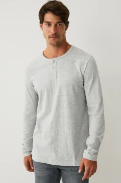 Collection Langærmet t-shirt med knaplukning T-Shirts & Tanktoppe
