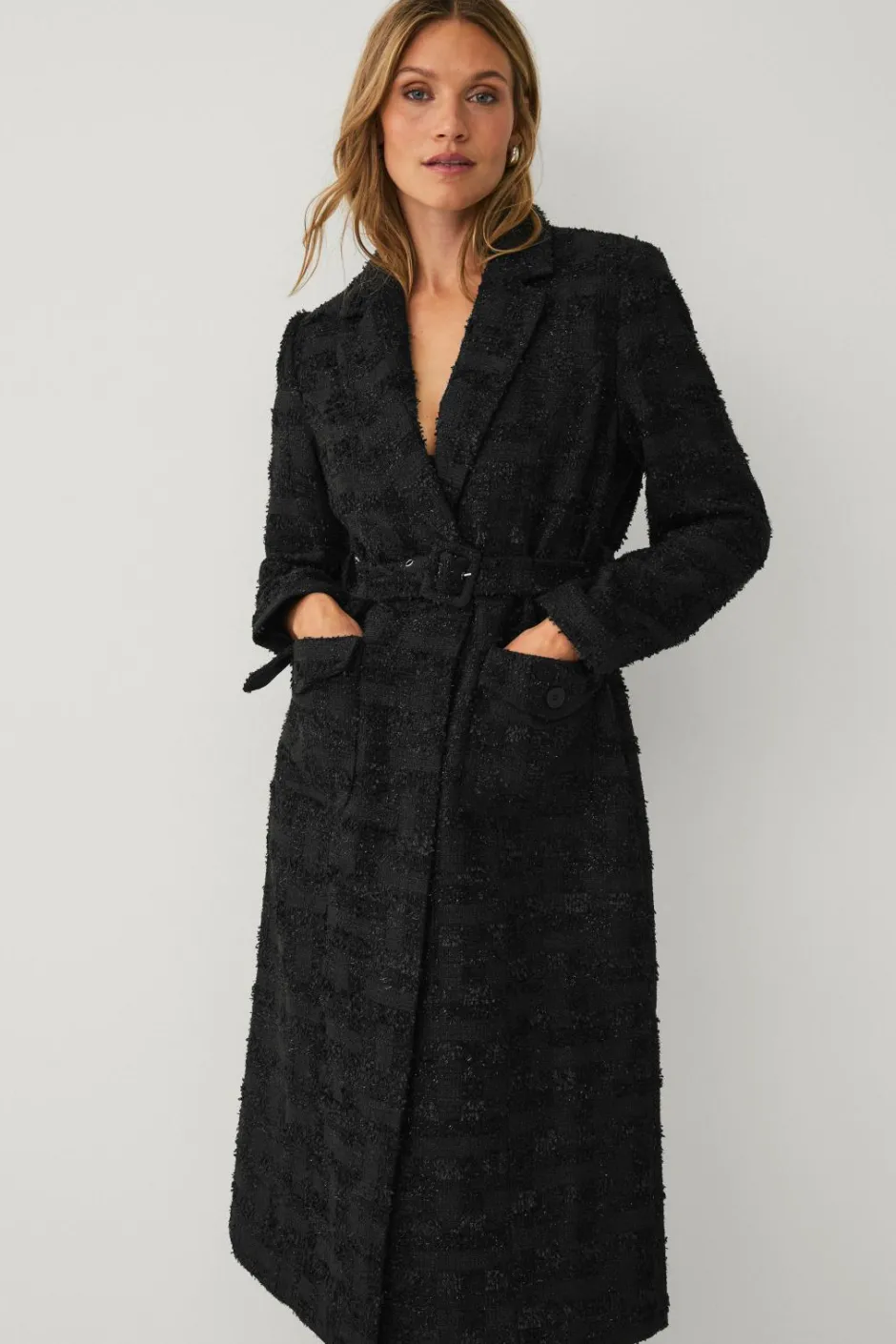 Ellos Collection Lang frakke i bouclé^Dame Jakker & Frakker