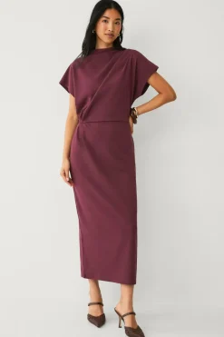 Ellos Collection Lang trikotkjole med drapering^Dame Kjoler