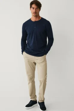 Hot Collection Langærmet t-shirt med knaplukning T-Shirts & Tanktoppe