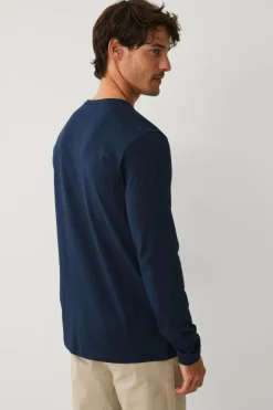 Hot Collection Langærmet t-shirt med knaplukning T-Shirts & Tanktoppe