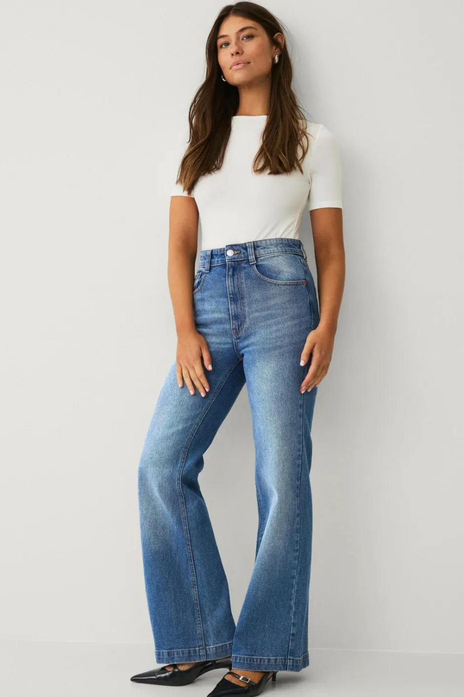 Best Collection Med svaj jeans Med svaj med høj talje Dame Jeans