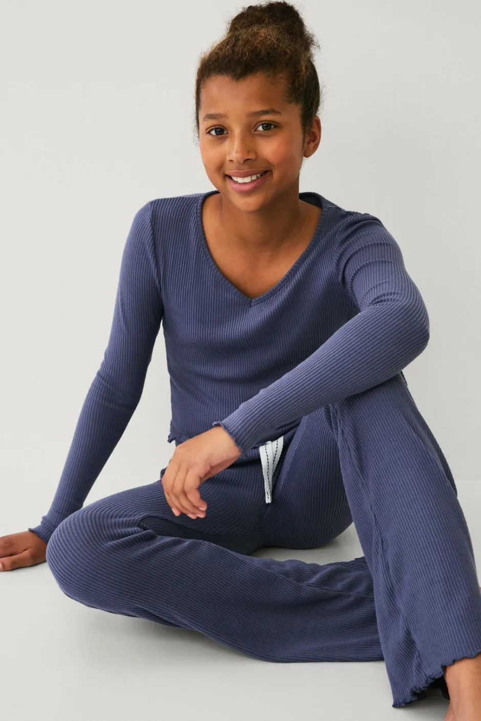 New Collection Ribbede afslappede bukser Børn Nattøj & Homewear|Bukser & Leggings