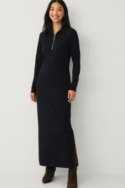 Ellos Collection Ribbet kjole med halv halfzip^Dame Kjoler