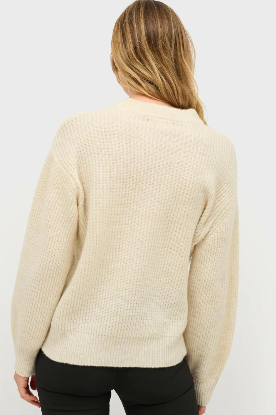 Ellos Collection Ribbet trøje med rund hals^Dame Basistøj|Trøjer & Cardigans