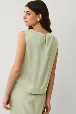 Best Collection Ærmeløs satinbluse med drapering Dame Toppe & Tank-Toppe